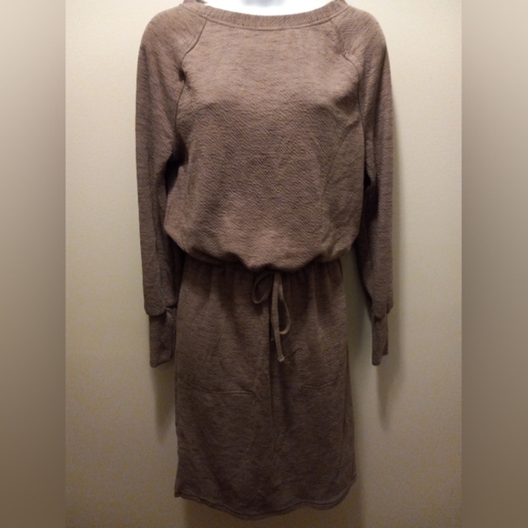 Prana Sweater Dress Fall Brown Knit Organic Cotton Knee Length Sz Xs